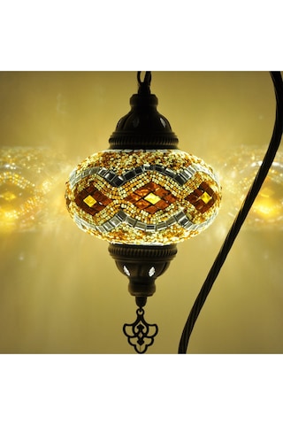 Mozaik Lamba Deve Boynu Otantik Bohem Abajur Başucu Lamba Amber