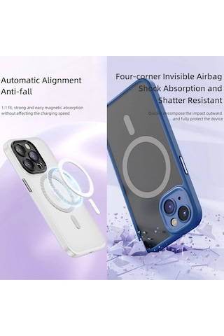 Rock Apple Uyumlu iPhone 15 Pro Kılıf Guard Touch Lens Korumalı, Magsafe, Anti Shock - Titanium Gray Titanium Gray