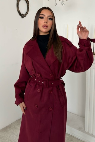 Alemdarshop Bordo Reglan Kollu Süet Trençkot