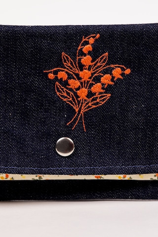 Fabric Craft Bag Kumaş Cüzdan Denim Çift Bölmeli 18x12 Cm Lacivert - Sarı