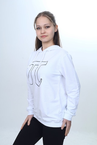 Toontoy Unisex Çocuk Pi Sayı Baskılı Regular Kapüşonlu Sweatshirt Beyaz