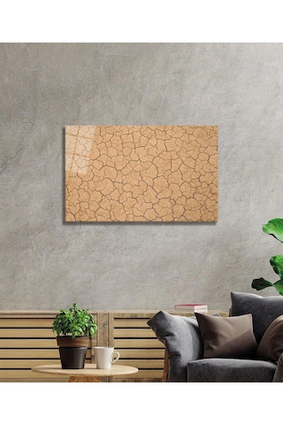 Çöl Kuru Çatlak Toprak 4mm Dayanıklı Cam Tablo Temperli Cam, Desert Dry Cracked Soil Glass Wall Art