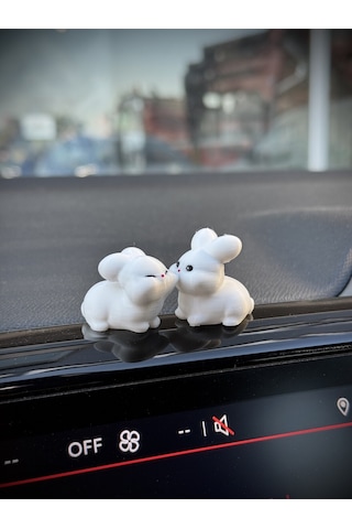 Tatlı Tavşan Çift Araba Dikiz Aynası Süsü Torpido Süsü - Minik Tavşan Çift Sevgiliye