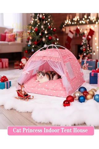 Kedi Prenses İç Mekan Çadır Evi - Kitty Sevimli Çadır İç Mekan, Köpek Evi İç/dış Mekan Mağara Yuvası Kedi, Tavşan Ve Yavru Köpek İçin Küçük Köpek Çadırı S: 39,9 Cm X 39,9 Cm X 36,8 Cm/2,5