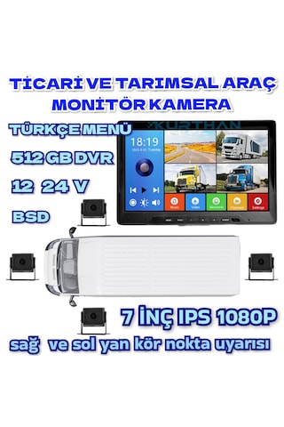 7 İnç 4 Ch Ahd 1080p Ultra Hd 512 Gb Dvr-usb-bsd Monitör Seti 12 - 24 Volt