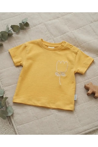 Tuffy Kız Bebek Açık Sarı Jakarlı Süprem T-shirt Rahat Kalıp