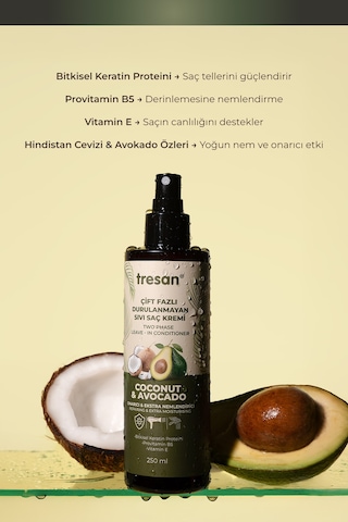 Tresan Coconut Avokado Durulanmayan Saç Kremi 250 Ml 3 Adet