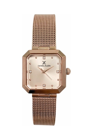 Daniel Klein Dke.1.10954-6 Kare Kadran Hasır Kordon 3 Atm Suya Dayanıklı Rosegold Kadın Kol Saati Rose Gold