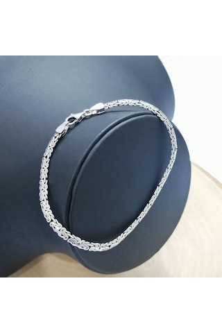 Omar Silver Erkek Kral Yassı Ezme Balık Sırtı 925 Ayar Gümüş Bileklik