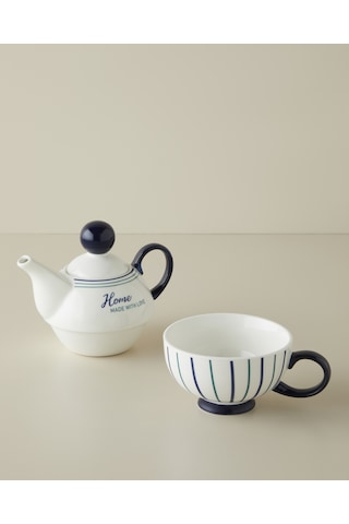 English Home With Love New Bone China Demlik Seti 380 260 Ml Lacivert
