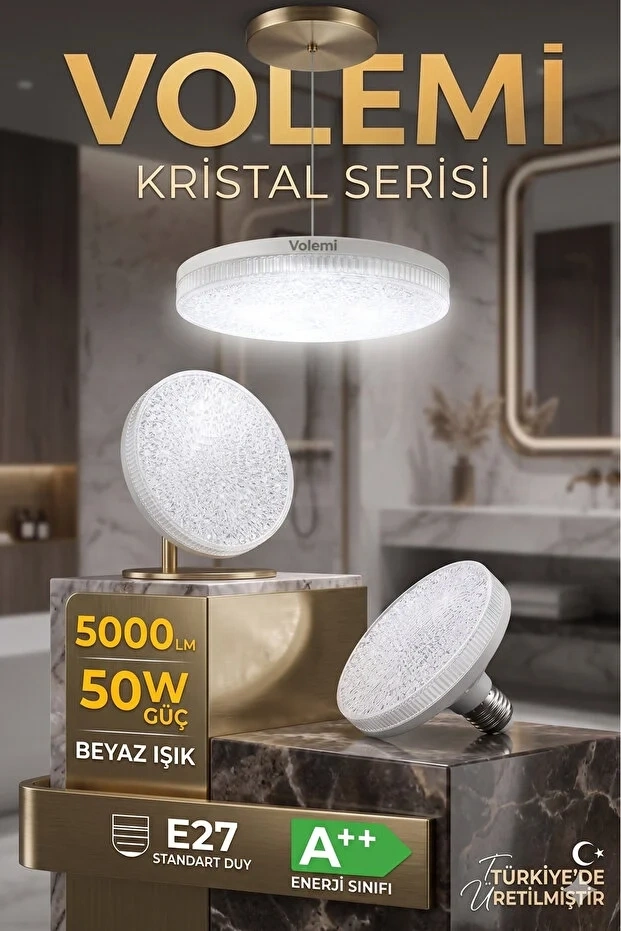 Kristal Tasarım 50w Süper Led Ampul 5000 Lümen E27 Duy Beyaz Işık Yüksek Tasarruflu Lamba Ampul 1 Adet