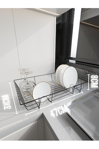 Suntel Suntel Mat Siyah Tek Katlı Bulaşıklık Tabaklık