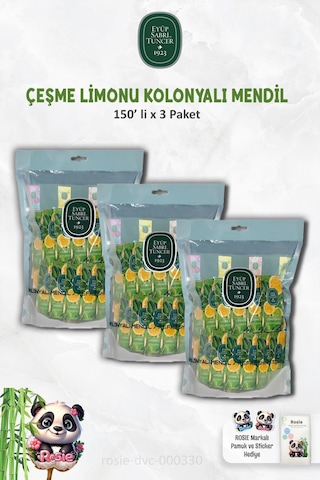 Eyüp Sabri Tuncer Kolonyalı Mendil Çeşme Limonu 3 Paket 150'li Ve Rosıe Pamuk