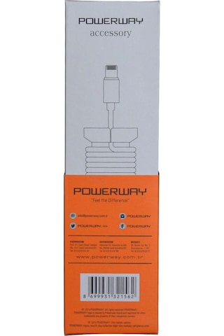 Powerway CX10 Lightning Örgülü Hızlı Şarj Kablosu 1.1 M Turuncu