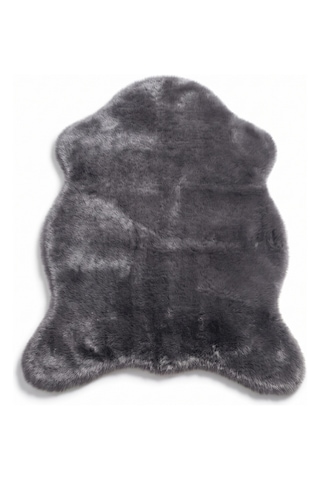 Merplush Peluş Post Halı 120x150 Cm Süet Taban Yumuşak Kürk Görünümlü Yatak Odası Halısı Antrasit Gri
