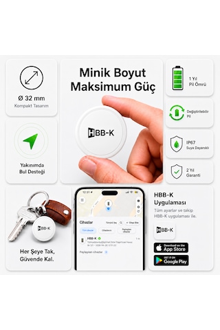 Hapro Tag Apple Uyumlu iOS & Android Airtag Akıllı Gps Siyah Tekli Paket