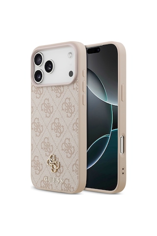 Apple Uyumlu iPhone 18 Pro Max Kılıf Guess Lisanslı M-safe Şarj Özellikli Small 4g Classic Kapak Pembe