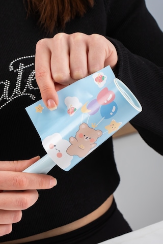 Porsima 3105 Kedi Köpek Tüy Toplayıcı Rulo + 10 Adet Rulo + 2 Adet Tutma Aparatı Toplam 300 Yaprak Mavi Mavi