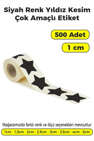 Siyah Renk Yıldız Kesim Sticker Etiket 1cm - 500 Adet Siyah Siyah Renk Yıldız Kesim Sticker Etiket 1cm - 500 Adet Siyah