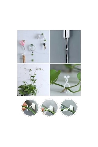10 Adet Kendinden Yapışkanlı Kablo Sarmaşık Çiçek Tutucu Duvar Sabitleme Aparatı Yapışkanlı