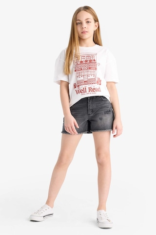 DeFacto Relax Fit Bisiklet Yaka Baskılı Kısa Kollu Kız Çocuk Tişört E0355A825SMWT34 - Beyaz