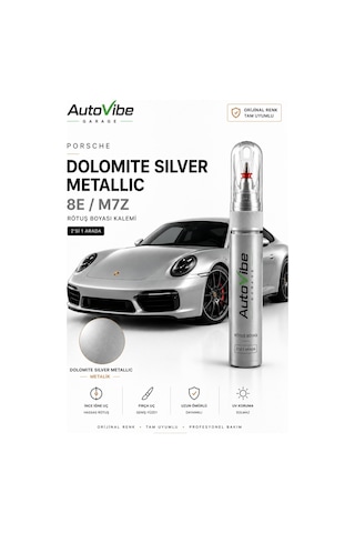 Porsche Dolomite Silver Metallic M7p Rötuş Boya Kalemi 2'si 1 Arada Orijinal Renk Uyumlu
