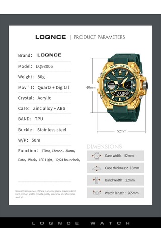 Loqnc 980061 Spor Çok Fonksiyonlu Erkek Saati Altın Ve Beyaz