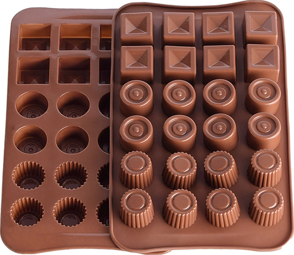 Xiyyadms 24 Hücreli Gıda Kalitesi Silikon Fırın Kalıbı - Çikolata, Kurabiye, Buzluk İçin Dıy Hamur Kalıbı Kahve Rengi Çok Renkli