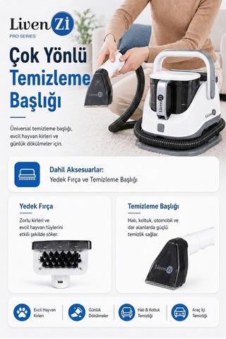 Livenzi Jjb-737-ıı Koltuk Halı Yıkama Ve Leke Çıkartma Makinesi-beyaz