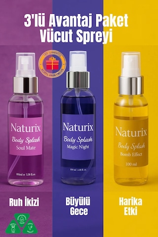 3'lü Body Splash Seti Soul Mate Angel - Magic Night Noir - Bomb Effect Bombshell 100 Ml