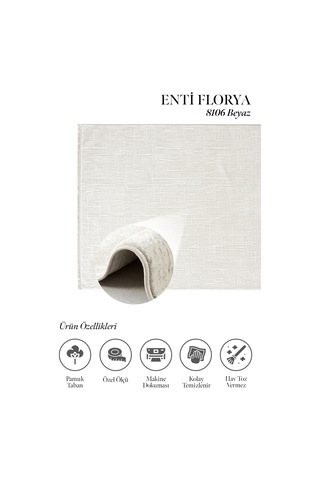 Enti Florya 8106 Beyaz Halı Modern Dokuma Efektli Halı