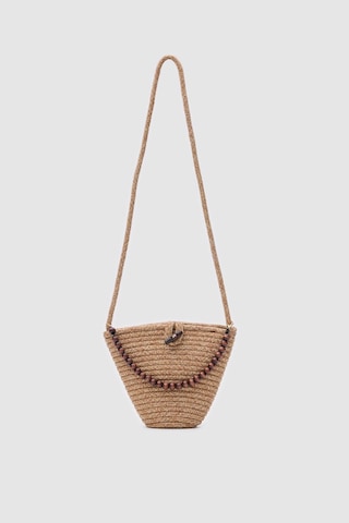 Shule Bags Piccolo Handmade Boncuk Detaylı Hasır Çanta Vizon Vizon