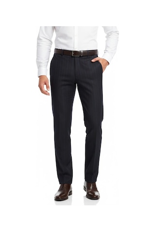 Erkek Regular Fit Çizgili Kumaş Pantolon Likra Kumaş Bgl-st05037 Siyah