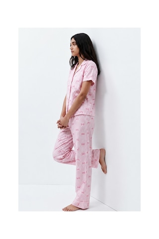 Fit Women Standart Boy Elastanlı Pembe Pijama Takımı