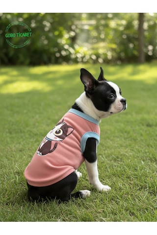 Gobo Yumuşacık Şeker Pembe Kedi Ve Köpek Kıyafeti Elbisesi Siyah Kedi Baskılı - Xs, S, M, L Beden