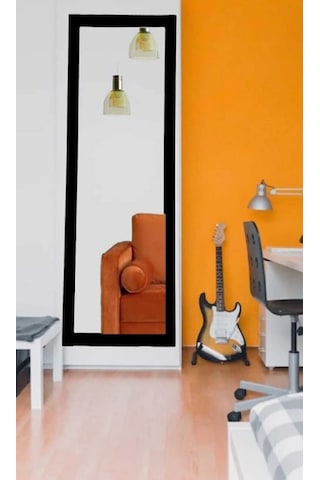 Ahşap Duvar Hol Ayna Siyah 121x37 CM Siyah