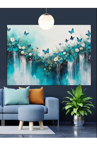Kelebekler Su Yansıma Sanat Dekoratif Kanvas - Mdf Ahşap Tablo