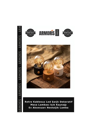 Retro Kablosuz Led Şarjlı Dekoratif Masa Lambası Işık Kaynağı Ev Aksesuarı Nostaljik Lamba Çok Renkli