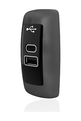 Sanel Usb Şarj Düz Tip Siyah Gövde Mavi Led 12v/24v Suc16b
