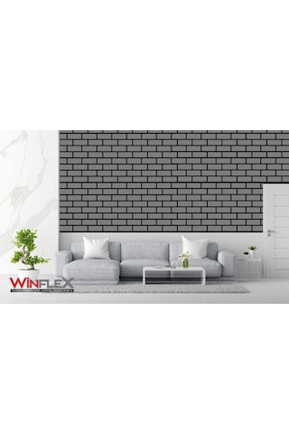 Winflex Eko Tuğla Akustik Ahşap Panel Antrasit Gri