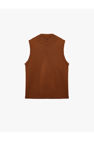 Koton Dik Yaka Kolsuz Triko Bluz Kahverengi 6sak30013ht Kahve