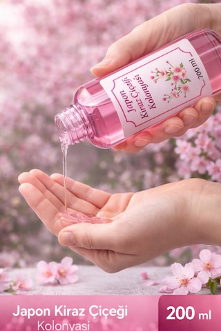 Japon Kiraz Çiçeği Kolonyası 200 Ml Ferahlatıcı Sakura Kokusu, Uzun Süre Kalıcı, Günlük Kullanıma Uygun