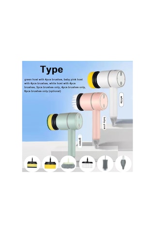 Konesam Kablosuz Elektrikli Temizleme Fırçası - Çok Fonksiyonlu Ev Temizlik Aleti, 4 Fırça Başlığı Ve 1200mah Pil İle