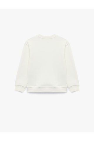 Koton Fiyonk Baskılı Bisiklet Yaka Uzun Kollu Sweatshirt Ekru 7wkg10642ak