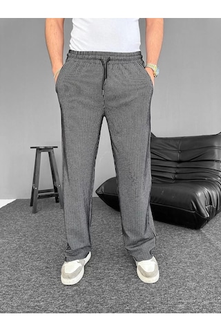 Su Yolu Çizgili Cepli Pantalon - Siyah Siyah