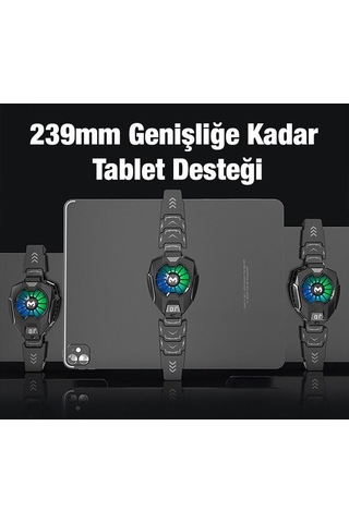 Coofbe RGB 5-8.45 inç Dijital Göstergeli Tablet Soğutucu Telefon Gamer Oyuncu Radyatör Soğutma Fanı