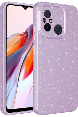 Goocamp Redmi 12c Kılıf Kamera Korumalı Simli Lüks Koton Kapak - Gümüş Gümüş