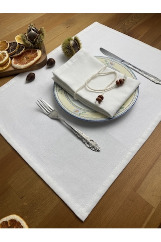 Wellstil 6'lı Premium Keten Beyaz Amerikan Servisi 35 X 45 Beyaz