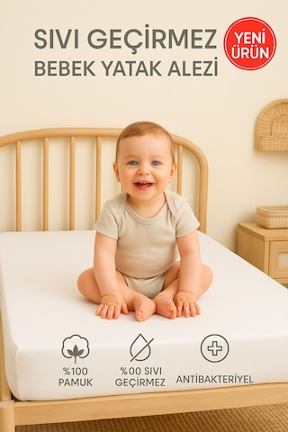 %100 Pamuk Sıvı Geçirmez Bebek Alezi - Yatak Koruyucu Çocuk Alez - Park Yatak Ve Beşik Uyumlu
