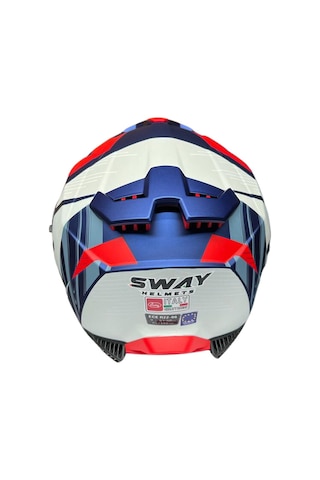 Sway SW-865 Güneş Vizörlü Full Face Motosiklet Kaskı Mavi - Kırmızı - Beyaz